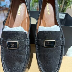 Coach Black Leather Mona Driver - Slip-On Loafers